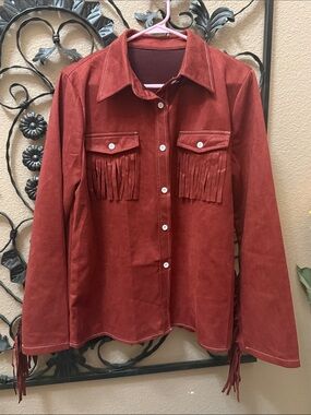 Fringe Suede like Western top - Rust Red New w/o tags Size XL